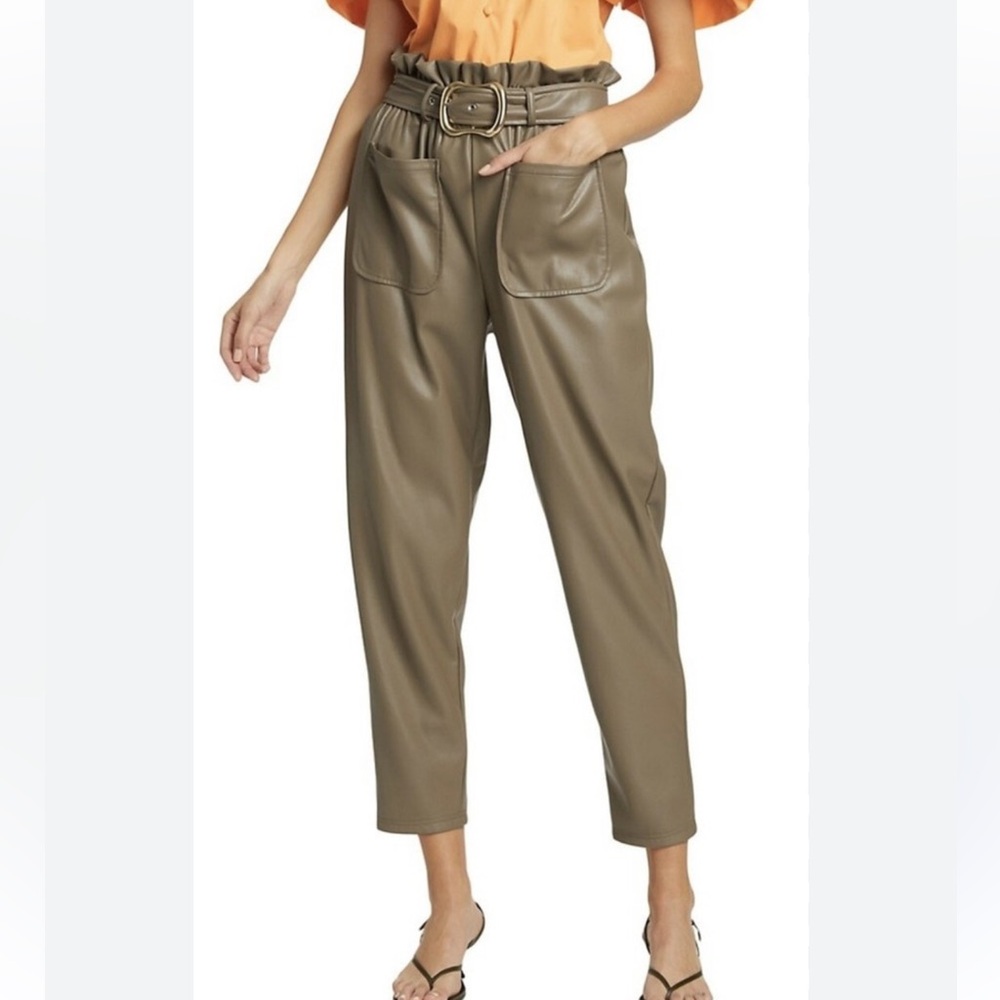 Jonathan Simkhai Vegan Leather Renata Paperbag Waist Pants